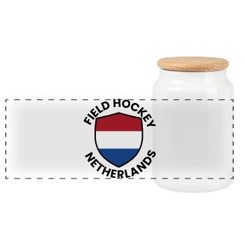 Bouclier néerlandais de hockey sur gazon - Boîte à biscuits avec couvercle en bois - blanc - Devant