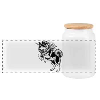 Eurasier | Licorne | Homme - Boîte à biscuits avec couvercle en bois - blanc - Devant