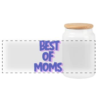 Best of Moms Typo Grafik - Panorama Keksdose mit Holzdeckel - Weiß - Vorne