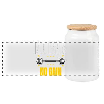 Pas de douleur, pas de gain – Motivation à la salle de sport - Boîte à biscuits avec couvercle en bois - blanc - Devant