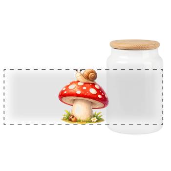 Fliegenpilz mit Schnecke Niedliches Wald Motiv - Panorama Keksdose mit Holzdeckel - Weiß - Vorne