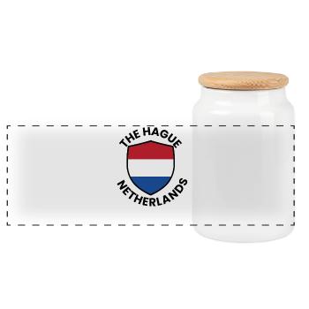 Le Bouclier de La Haye aux Pays-Bas - Boîte à biscuits avec couvercle en bois - blanc - Devant