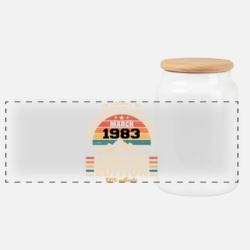 Vintage-Jubiläum März 1983 März 1983 - Panorama Keksdose mit Holzdeckel - Weiß