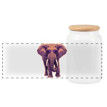 Summer Elephant Sunglasses - Panoramic Cookie Jar with Wooden Lid - white - Front