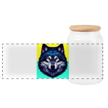 Wolf - Panorama Keksdose mit Holzdeckel - Weiß - Vorne