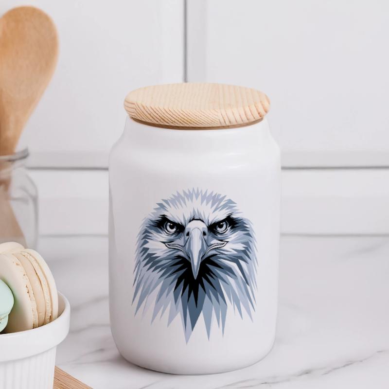 Eagle Bald Eagle Golden Eagle White-tailed Eagle Panoramic Cookie Jar with Wooden Lid