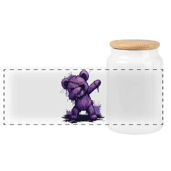 Zombie Teddy Dab - Panoramic Cookie Jar with Wooden Lid - white - Front