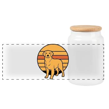 Dog Retriever Retro Sunset - Panoramic Cookie Jar with Wooden Lid - white - Front