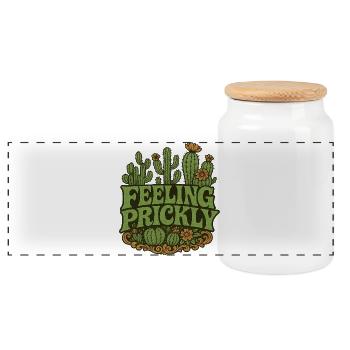 Fierté des cactus : se sentir piquant - Boîte à biscuits avec couvercle en bois - blanc - Devant