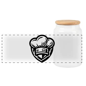 Chef's Hat Icon Cooking - Panoramic Cookie Jar with Wooden Lid - white - Front