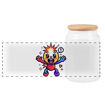 Colorful star doll cuddly toy - Panoramic Cookie Jar with Wooden Lid - white - Front