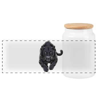 Schwarzer Panther Sprinter Illustration - Boîte à biscuits avec couvercle en bois - blanc - Devant