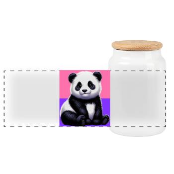 Panda - Panorama Keksdose mit Holzdeckel - Weiß - Vorne