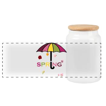 Spring-02 - Panoramic Cookie Jar with Wooden Lid - white - Front