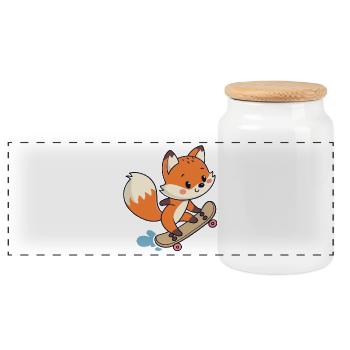 Renard skateur urbain - Boîte à biscuits avec couvercle en bois - blanc - Devant