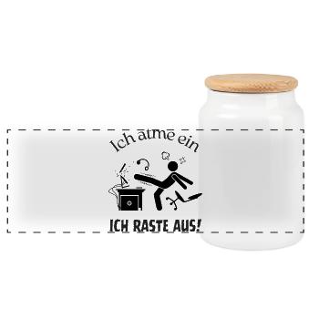 Frust im Büro - Keep calm - Panorama Keksdose mit Holzdeckel - Weiß - Vorne