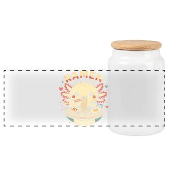 Axolotl Ramen Noodles Kawaii Gift Cute - Panoramic Cookie Jar with Wooden Lid - white - Front