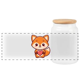 Fox Heart Sweet Cartoon - Panorama Keksdose mit Holzdeckel - Weiß - Vorne