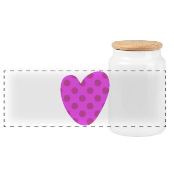 Heart Dots Dots Pattern Love Love Joie de vivre - Panoramic Cookie Jar with Wooden Lid - white - Front