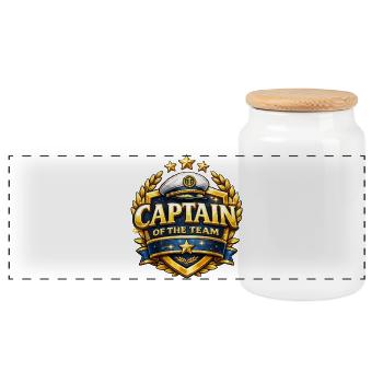 Insigne de capitaine de l’équipe - Boîte à biscuits avec couvercle en bois - blanc - Devant