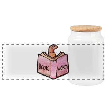 Lecteur rat de bibliothèque : Livre ouvert rose - Boîte à biscuits avec couvercle en bois - blanc - Devant