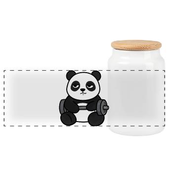 Panda Powerlifting - Panorama Keksdose mit Holzdeckel - Weiß - Vorne