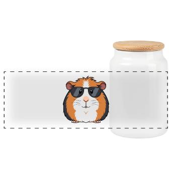 Meerschweinchen-Chic-Sonnenbrillen - Panorama Keksdose mit Holzdeckel - Weiß - Vorne