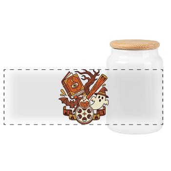 Magic Horror Book Movie Motif - Panoramic Cookie Jar with Wooden Lid - white - Front