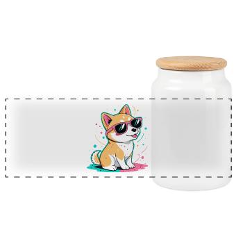 Corgi Neon Lunettes Brillantes - Boîte à biscuits avec couvercle en bois - blanc - Devant