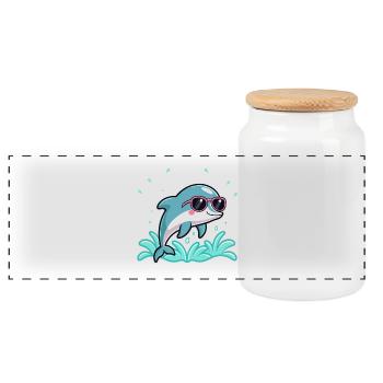 Delfin-Surfer-Chic-Rosenbrillen - Panorama Keksdose mit Holzdeckel - Weiß - Vorne