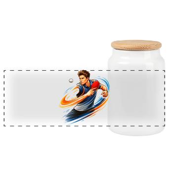 Chemise de tennis de table Spin Topspin Ping-Pong - Boîte à biscuits avec couvercle en bois - blanc - Devant