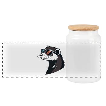 Stylish Ferret aus Profile – Retro-Brille - Panorama Keksdose mit Holzdeckel - Weiß - Vorne