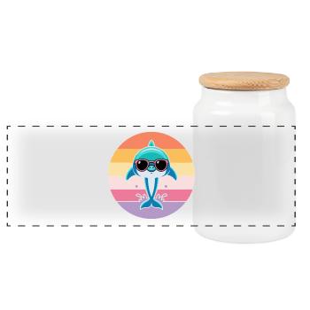 Pastelldelfin-Sonnenbrille - Panorama Keksdose mit Holzdeckel - Weiß - Vorne