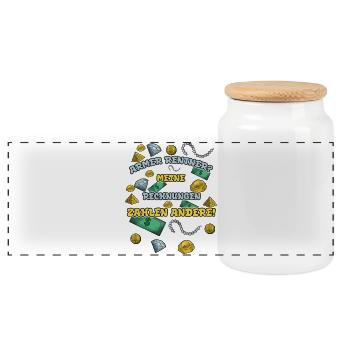 Armer Rentner? Meine Rechnungen zahlen andere! - Panorama Keksdose mit Holzdeckel - Weiß - Vorne