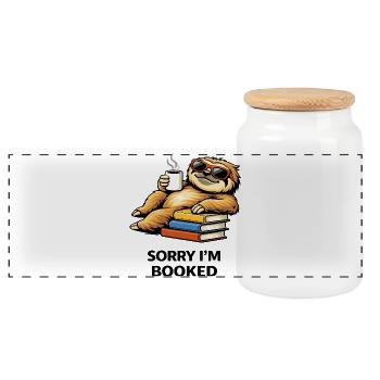 Pile de lecture du paresseux douillet - Boîte à biscuits avec couvercle en bois - blanc - Devant