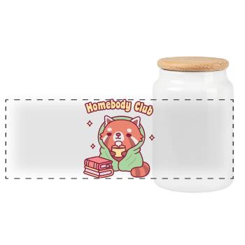 Club des pandas rouges mignons et familiers - Boîte à biscuits avec couvercle en bois - blanc - Devant