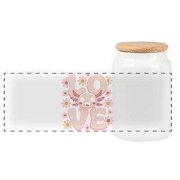 Pastel Love Daisy Monster - Panorama Keksdose mit Holzdeckel - Weiß - Vorne