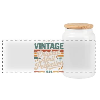 April 1986 Anniversary April 1986 Gift 1986 - Panoramic Cookie Jar with Wooden Lid - white - Front