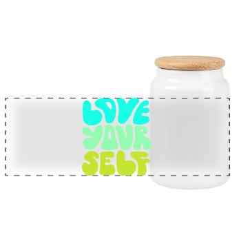 Love Yourself Positive Self Love Quote Design - Panoramic Cookie Jar with Wooden Lid - white - Front