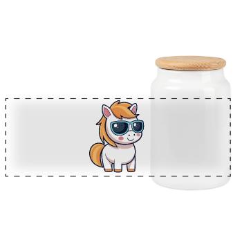 Stylish Pony Blue Glasses - Panorama Keksdose mit Holzdeckel - Weiß - Vorne