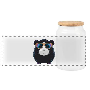 Cochon d'Inde Cool Lunettes - Boîte à biscuits avec couvercle en bois - blanc - Devant