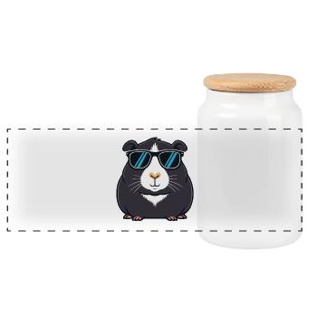 Kapybara Schwarze Kühle Sonnenbrillen - Panorama Keksdose mit Holzdeckel - Weiß - Vorne