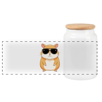Hamster Glam Dark Glasses - Panorama Keksdose mit Holzdeckel - Weiß - Vorne