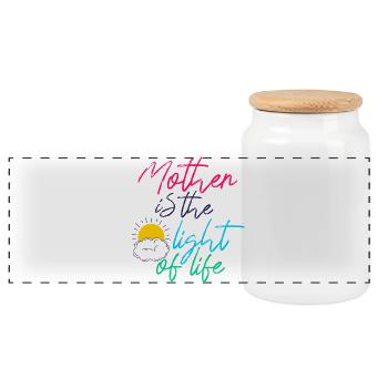 Citation inspirante de « Mère est la lumière de la vie » - Boîte à biscuits avec couvercle en bois - blanc - Devant