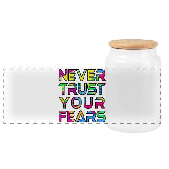 Never Fears B - Panoramic Cookie Jar with Wooden Lid - white - Front