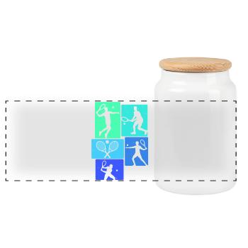 Tennis Retro Tennis Player - Panoramic Cookie Jar with Wooden Lid - white - Front