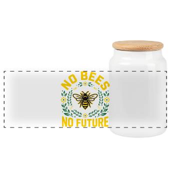 Save the Bees - Retro Environmental Statement - Panoramic Cookie Jar with Wooden Lid - white - Front