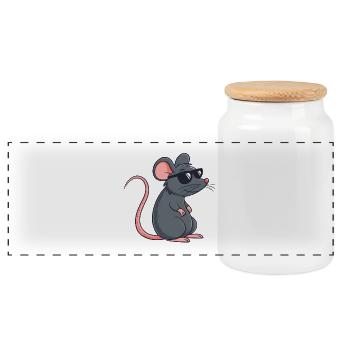 Ratten-Stilvolle Dunkle Brille - Panorama Keksdose mit Holzdeckel - Weiß - Vorne
