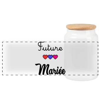 FUTURE MARIEE. JE PEUX PAS. MARIE. FUTUR MARIE - Boîte à biscuits avec couvercle en bois - blanc - Devant