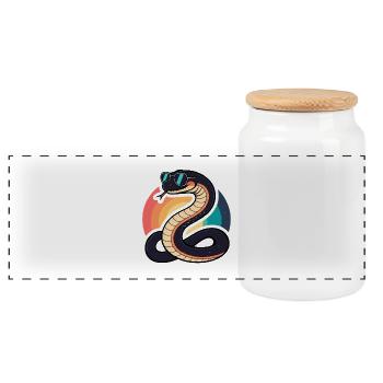 Serpent solaire rétro Lunettes - Boîte à biscuits avec couvercle en bois - blanc - Devant